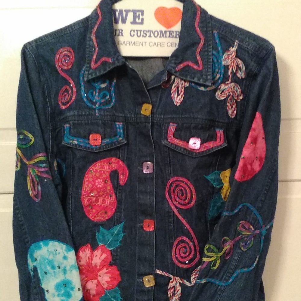 Rare Flower Child Old School 6 Button Denim Jacket